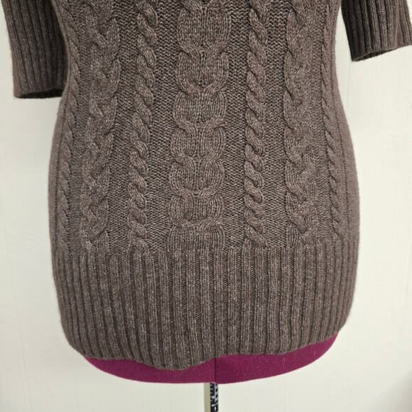 Women's Sarsaparilla Brown Cable Knit Fur Blend Tunic Sweater | Size Medium - Picture 6 of 10